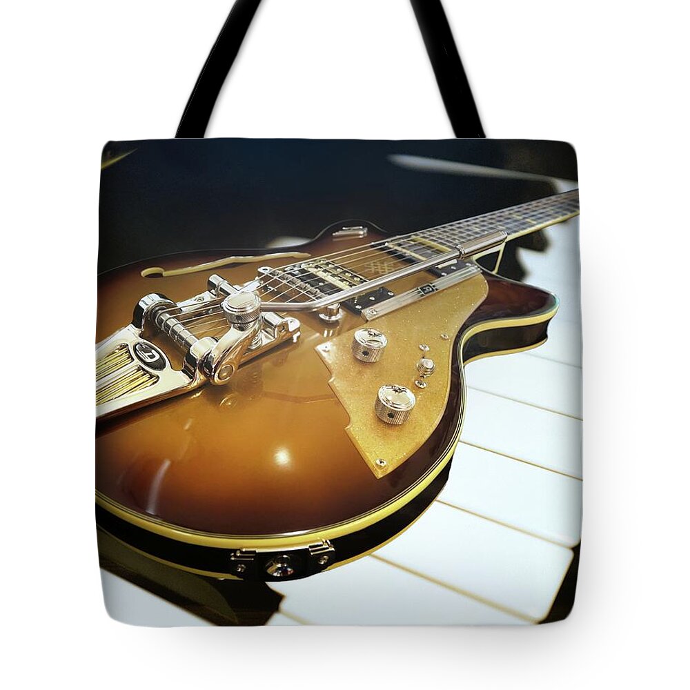 Guitar Tote Bag featuring the digital art Simple Beauty of Music by Norman Brule