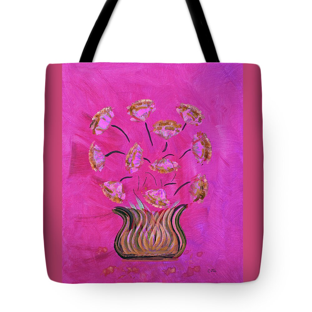 Flower Tote Bag featuring the painting Simple Bouquet in Pink by Corinne Carroll