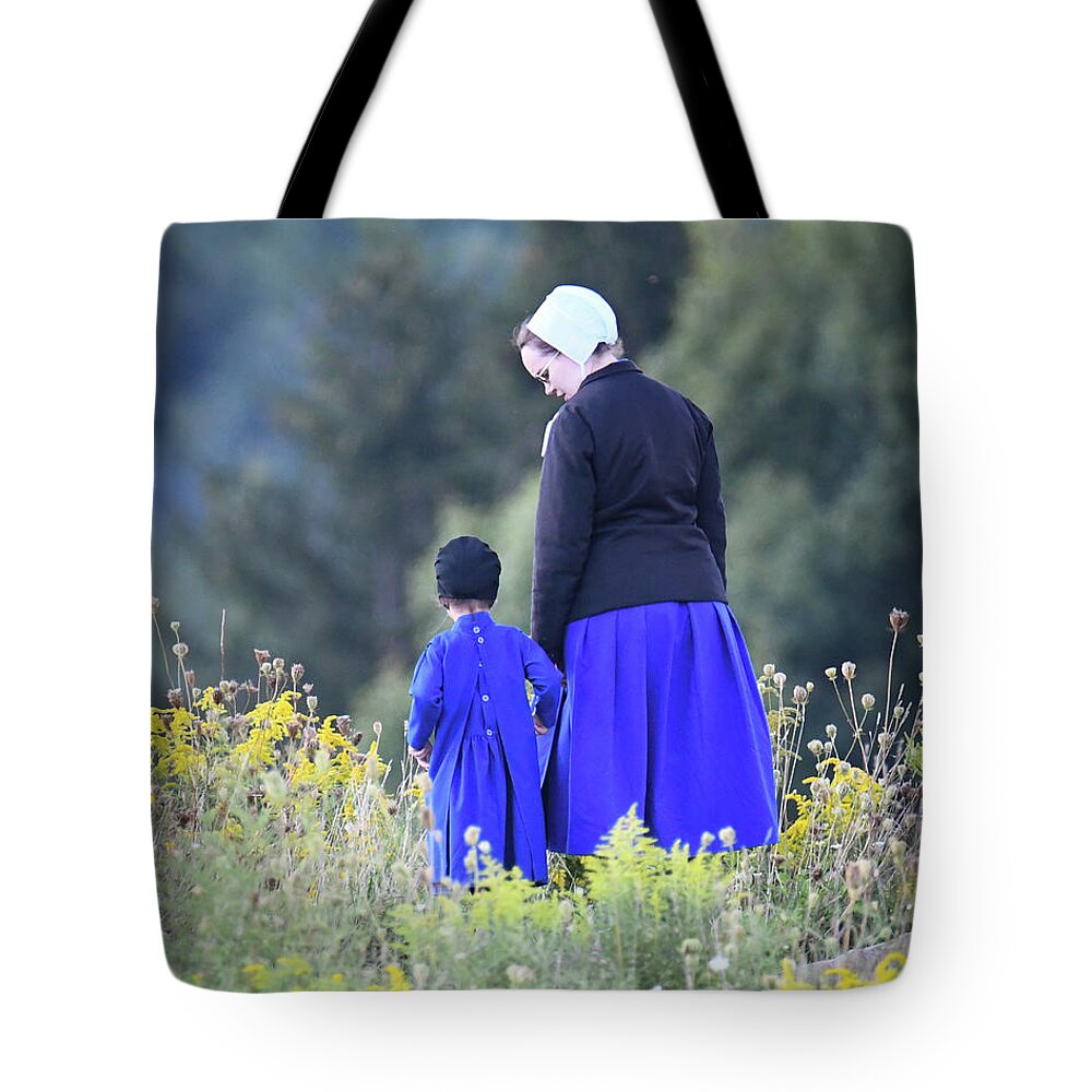 Amish Tote Bag featuring the photograph Simple Gals by Michelle Wittensoldner