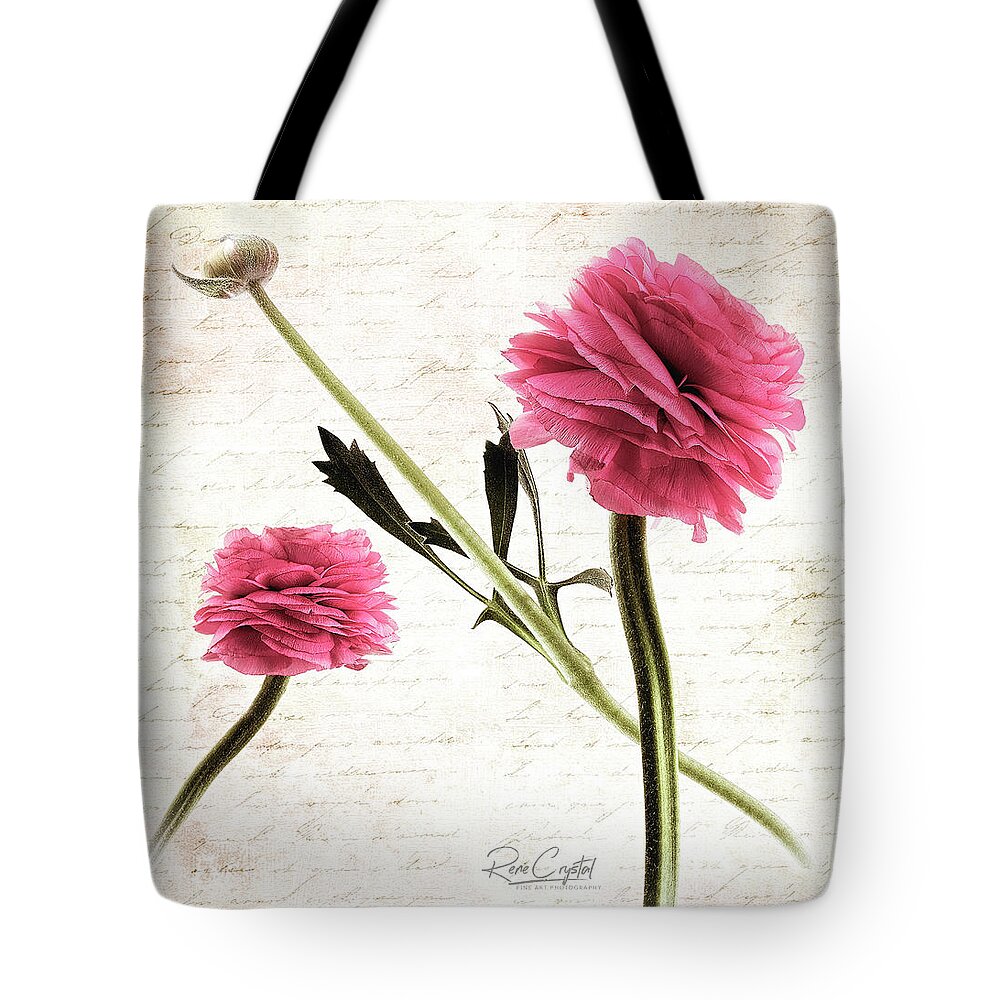 Ranunculus Tote Bag featuring the photograph Simplicity In Coral by Rene Crystal