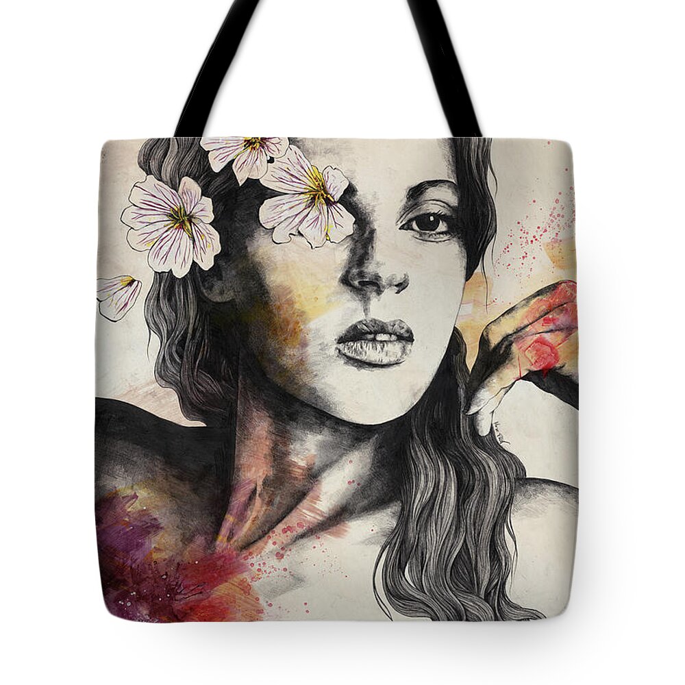 Sinaia - nude flower lady portrait Tote Bag