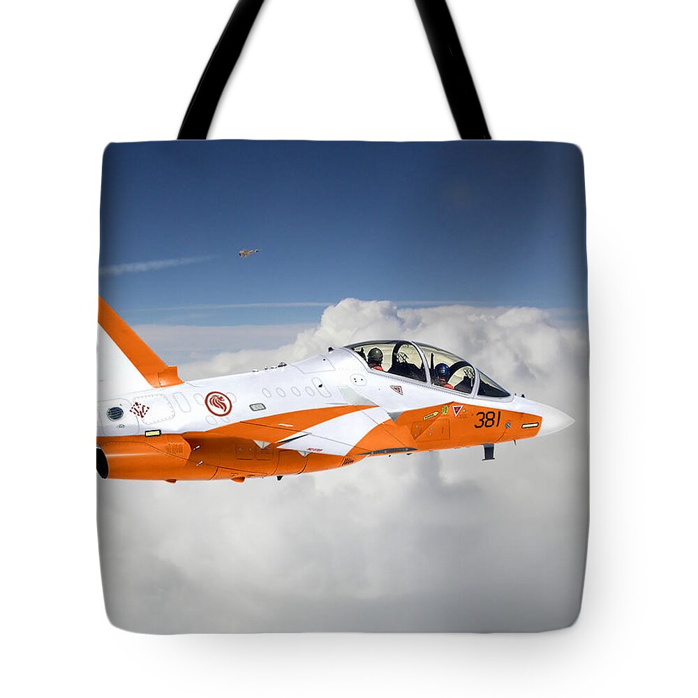M-346i Tote Bag featuring the digital art Singapore M-346 by Custom Aviation Art