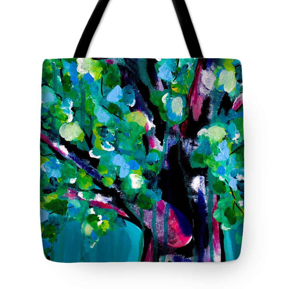 Tree Tote Bag featuring the painting Singing in the Rain by Beth Ann Scott