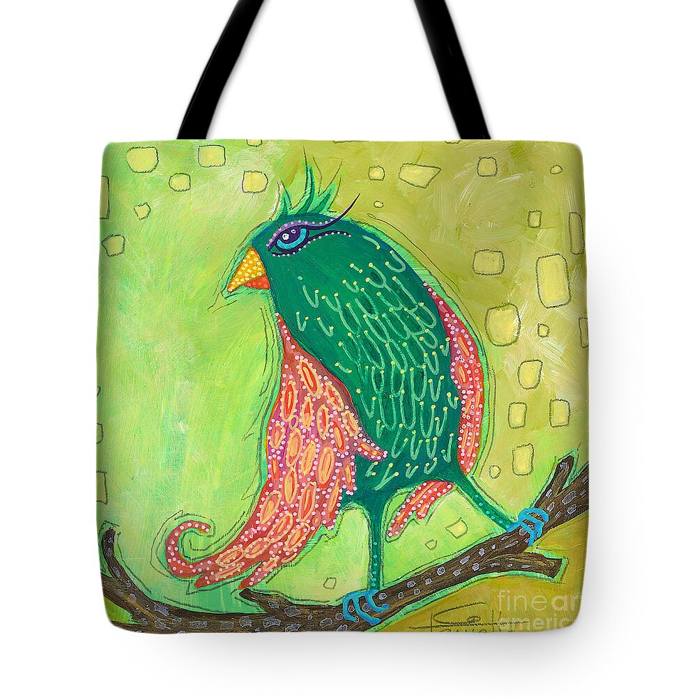 Bird Painting Tote Bag featuring the painting Singing Sweet Songs by Tanielle Childers