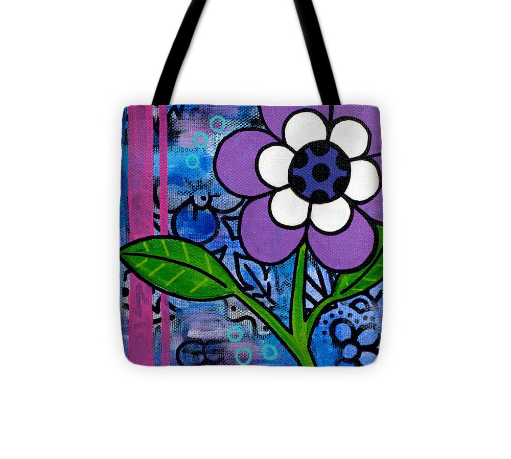 Flower Tote Bag featuring the painting Single Purple Bloom by Beth Ann Scott
