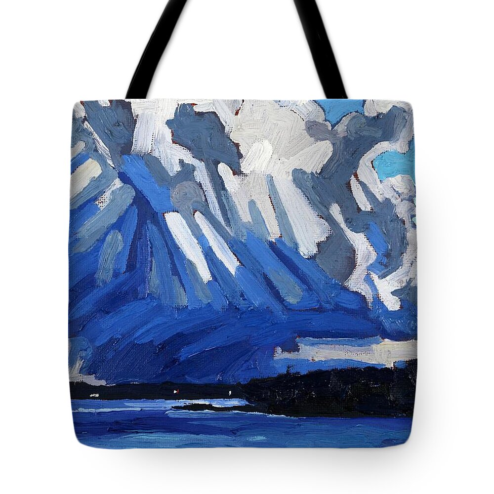2351 Tote Bag featuring the painting Singleton April Snowsquall by Phil Chadwick