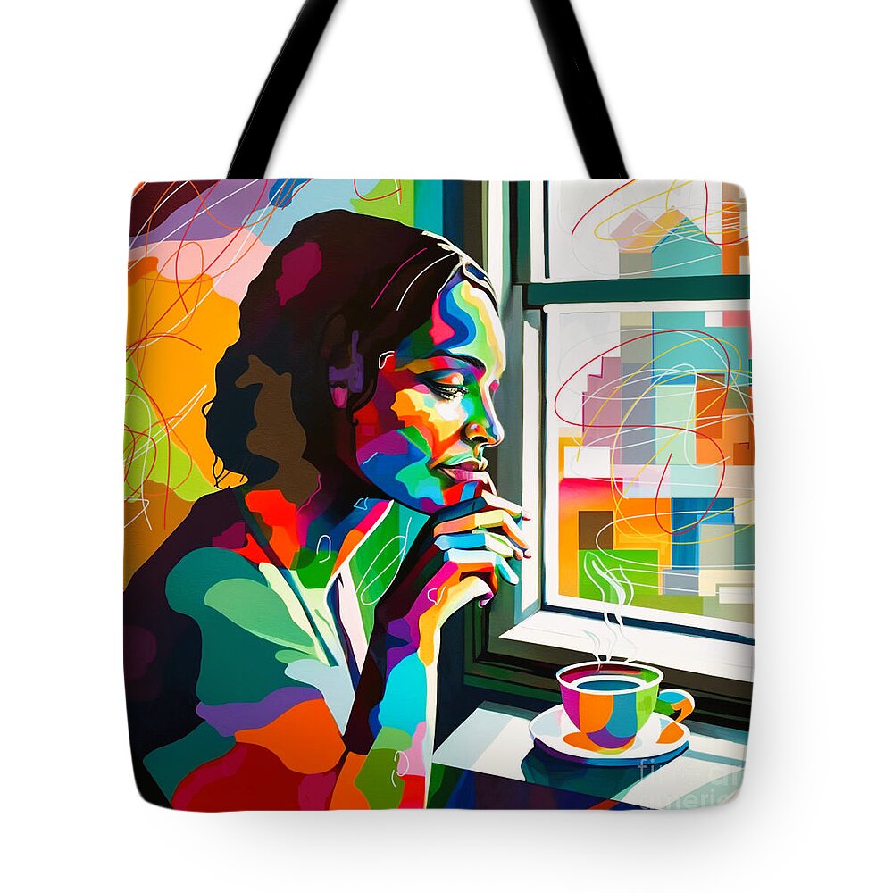 Ai Tote Bag featuring the painting Coffee, Contemplation, and Window Musings II by Crystal Stagg