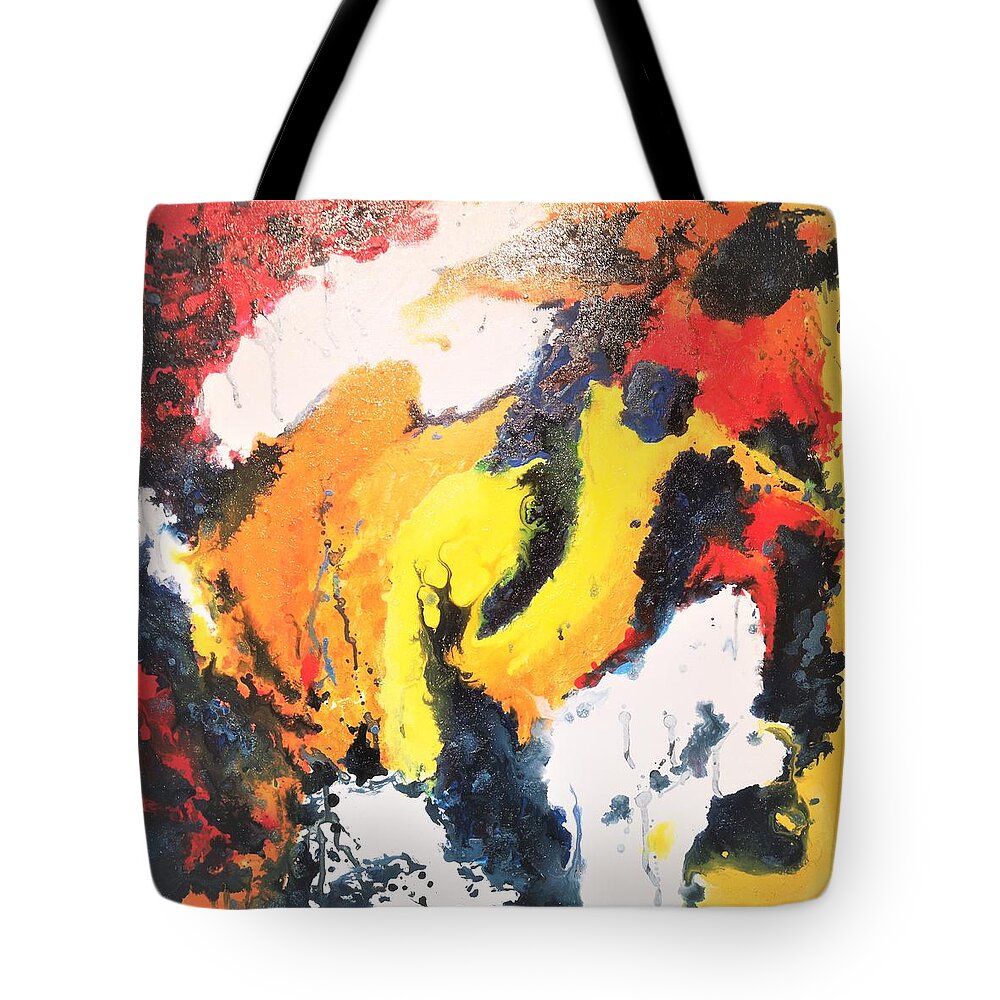 Abstract Painting Tote Bag featuring the painting Siren and the demons by Jarek Filipowicz