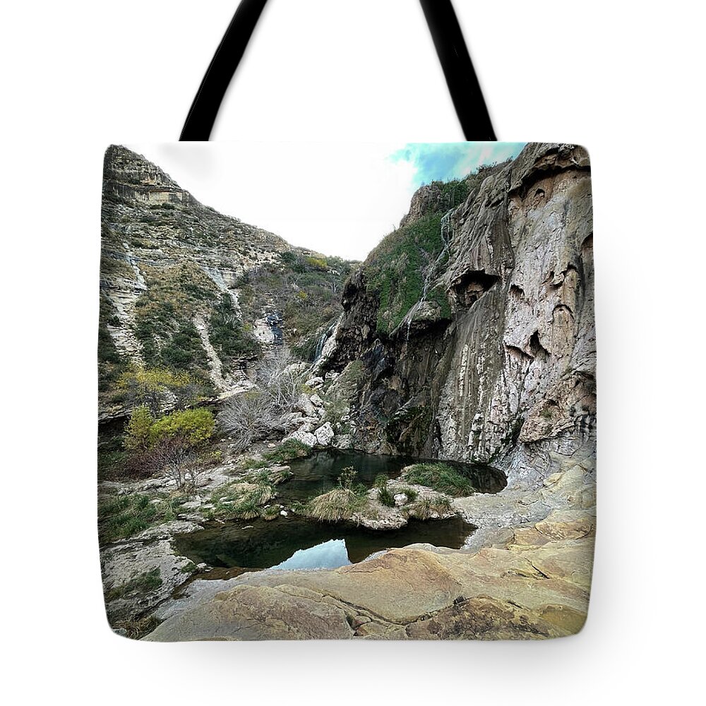 Richard E Porter Tote Bag featuring the photograph Sitting Bull Falls and Pools-Guadalupe Mountains, Lincoln National Forest, New Mexico by Richard Porter