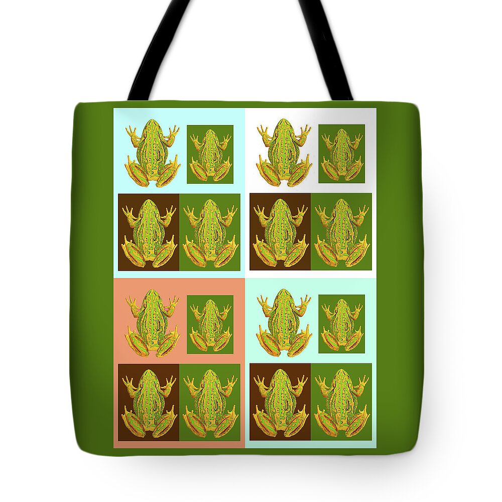 Frogs Tote Bag featuring the digital art Sixteen Frogs by Lorena Cassady