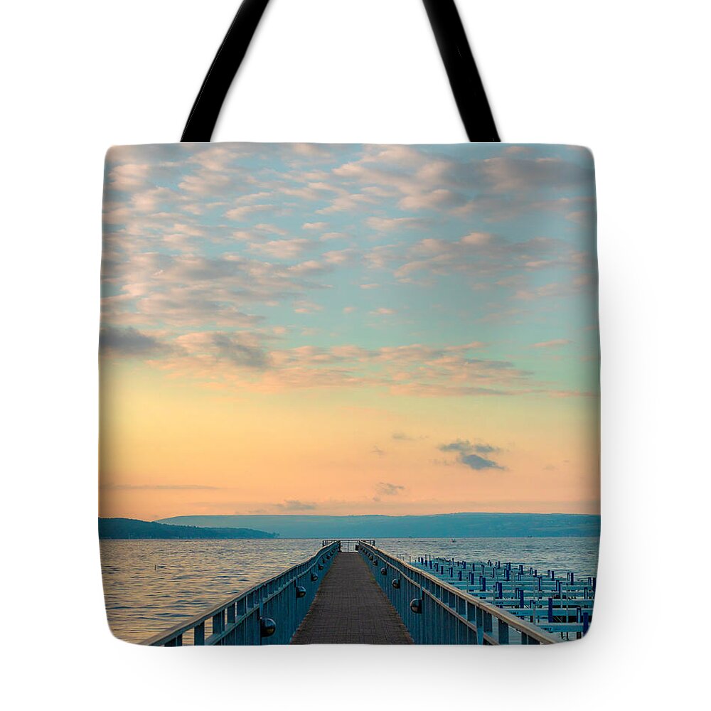 Sunrise Tote Bag featuring the photograph Skaneateles Sunrise by Rod Best