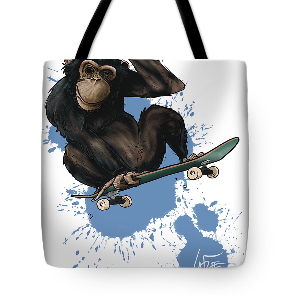 Skater Tote Bag featuring the digital art Skater Chimp by John LaFree