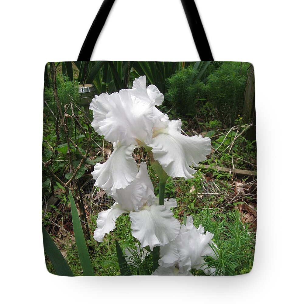 Iris Tote Bag featuring the photograph Skating Party White Iris by Catherine Ludwig Donleycott