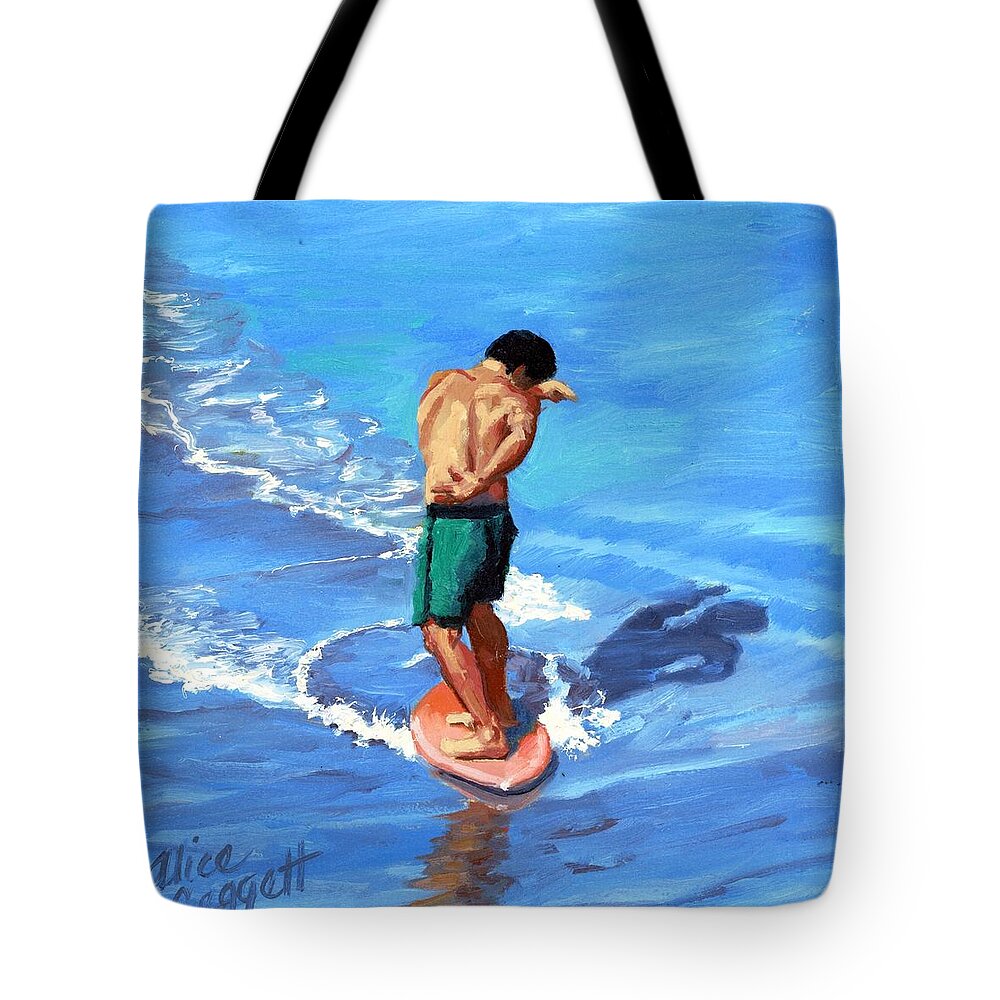 Skimboard Tote Bag featuring the painting Skim 360 - 6 of 8 by Alice Leggett