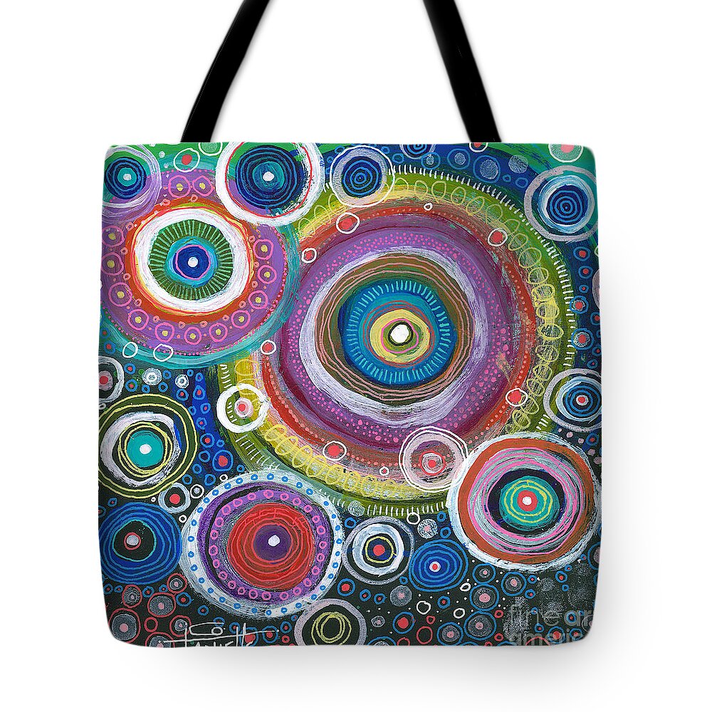 Skipping Stones Tote Bag featuring the painting Skipping Stones by Tanielle Childers