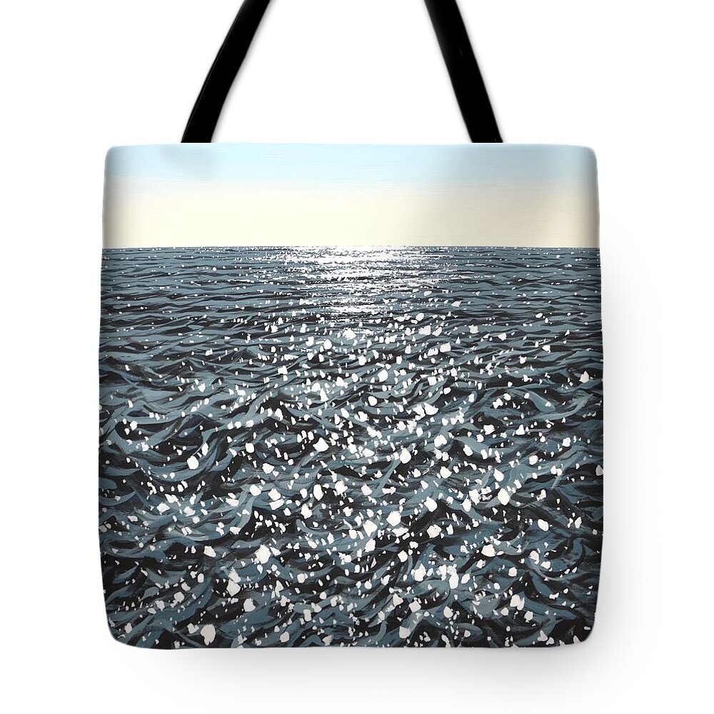 Calm Ocean Tote Bag featuring the painting Sky. Ocean. by Iryna Kastsova