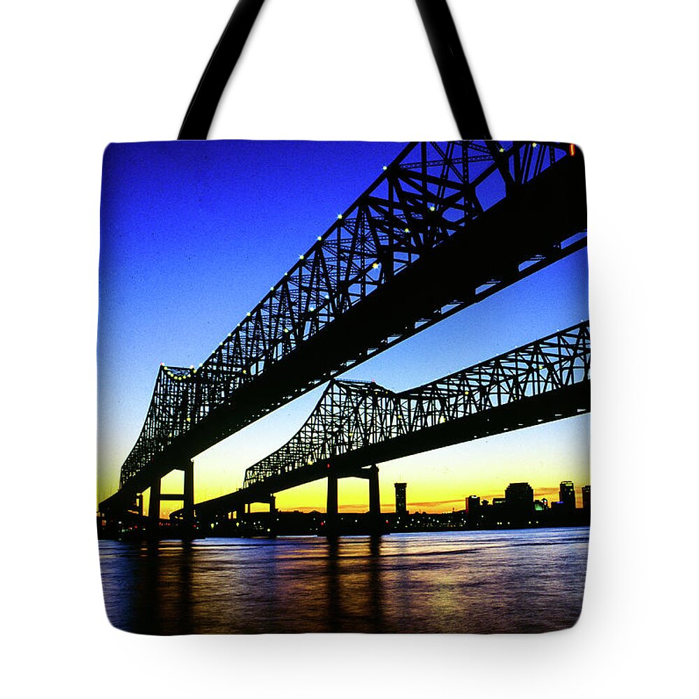 Algiers Tote Bag featuring the photograph Walking To New Orleans - Crescent City Connection Bridge, New Orleans, LA by Earth And Spirit
