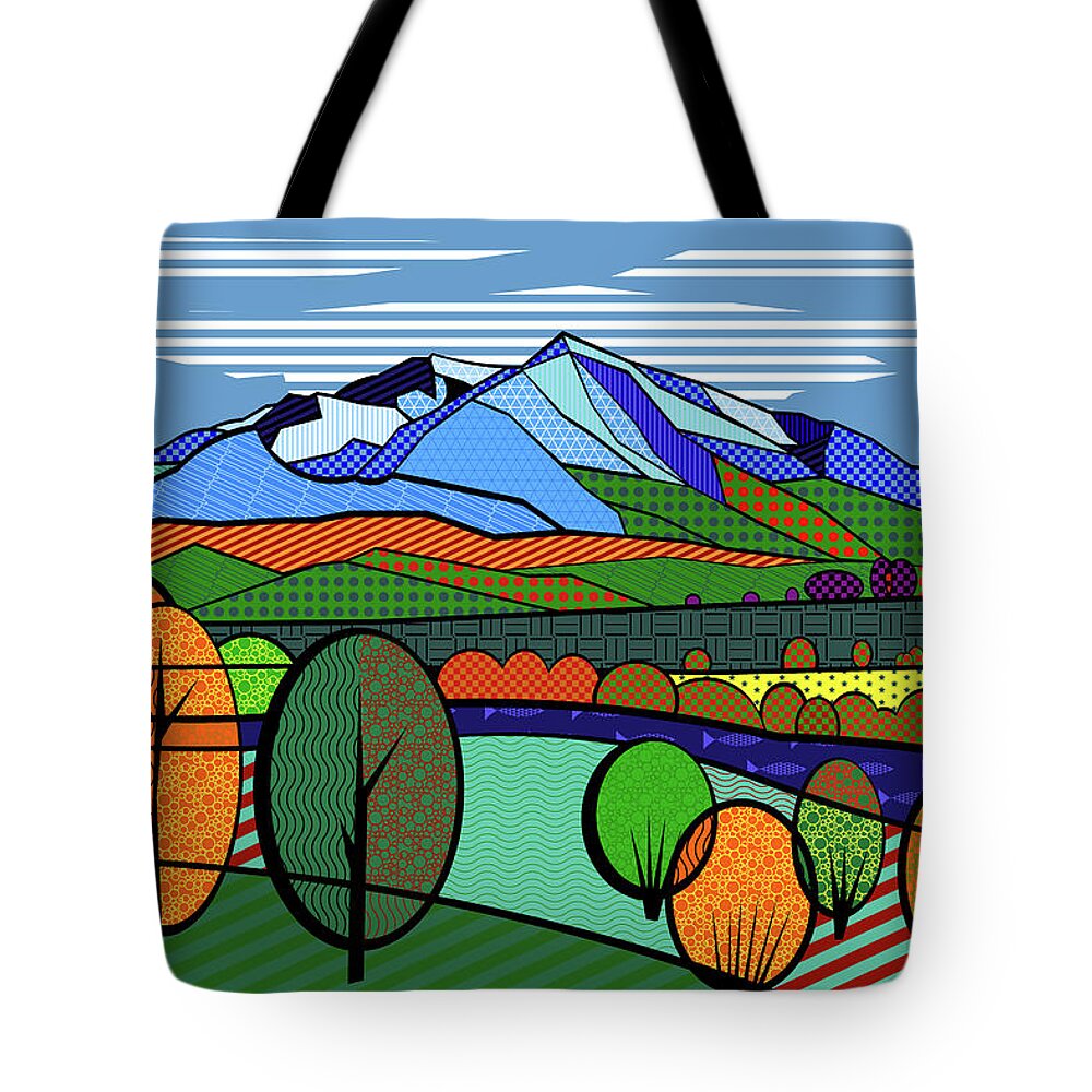 Mount Sopris Tote Bag featuring the digital art SLAL Mount Sopris by Randall J Henrie