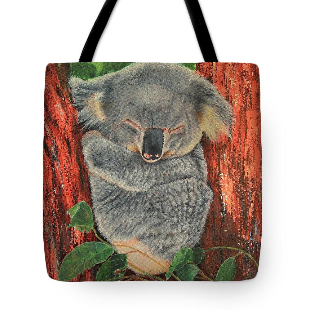 Koala Tote Bag featuring the painting Sleeping Koala by Jeanette French