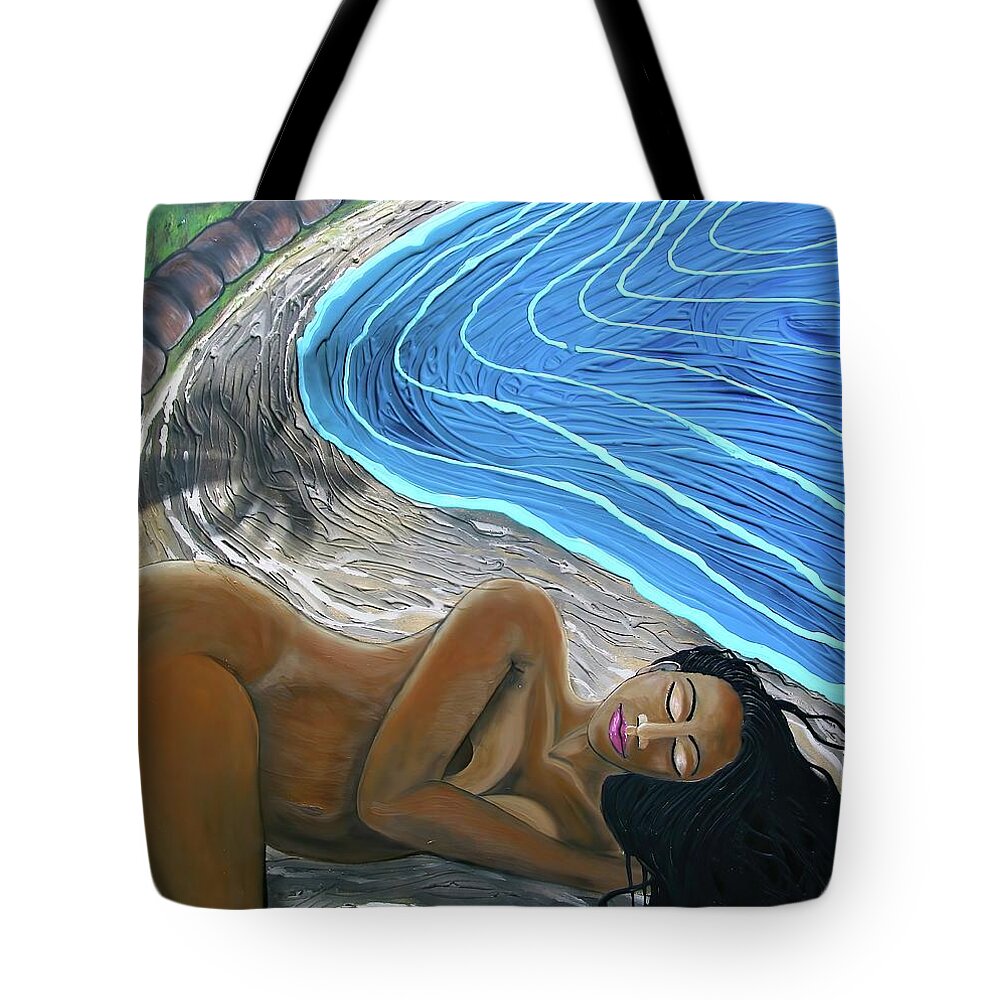 Portrait Tote Bag featuring the painting Sleeping Nude by Joan Stratton