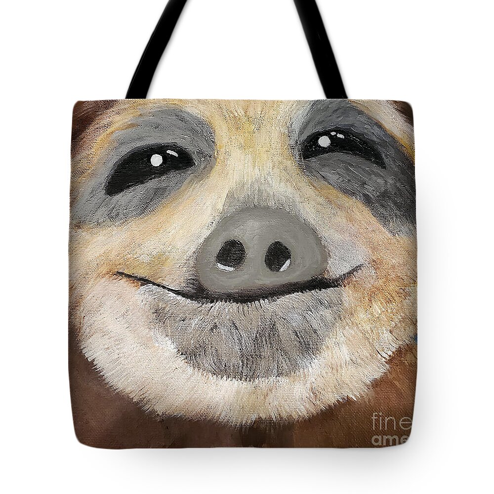 Newby Tote Bag featuring the painting Sloth Face by Cindy's Creative Corner
