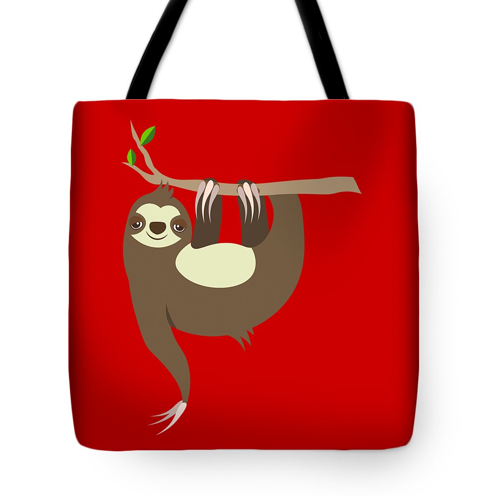 Sloth Tote Bag featuring the digital art Sloth, Lazy, Chill, by David Millenheft