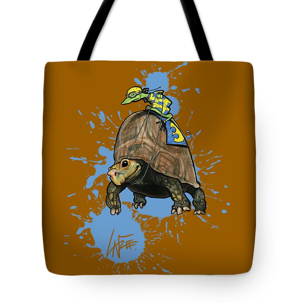 Tortoise Tote Bag featuring the drawing Slow and Steady by John LaFree