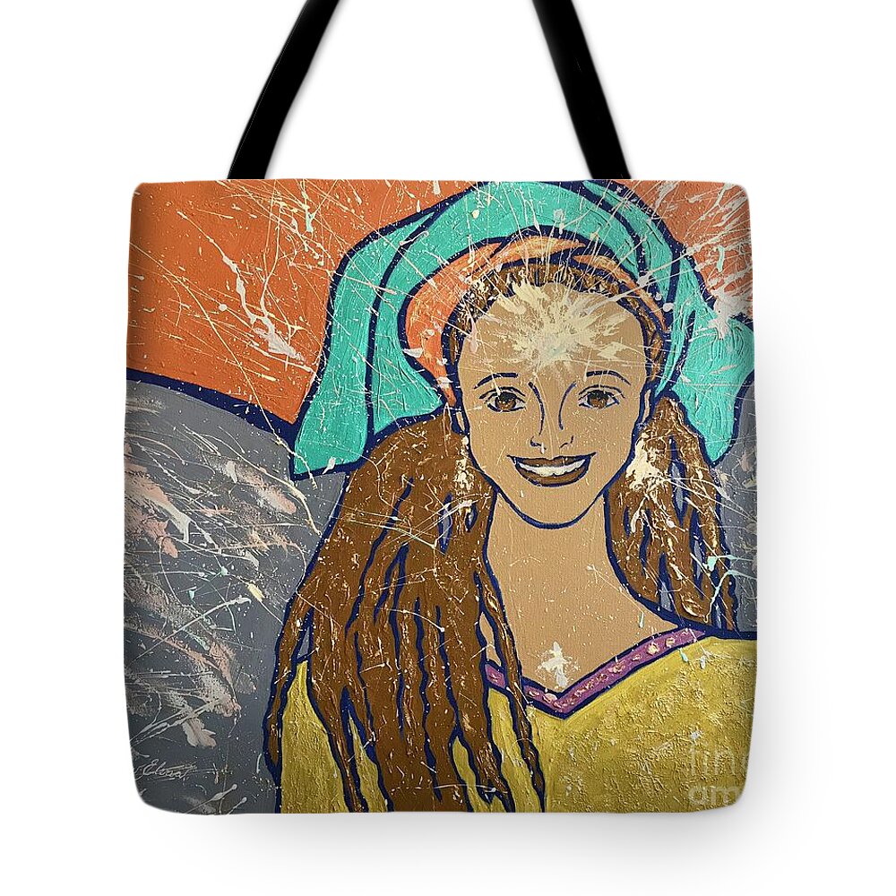 Angel Tote Bag featuring the painting Smile and enlighten everyone by Monica Elena