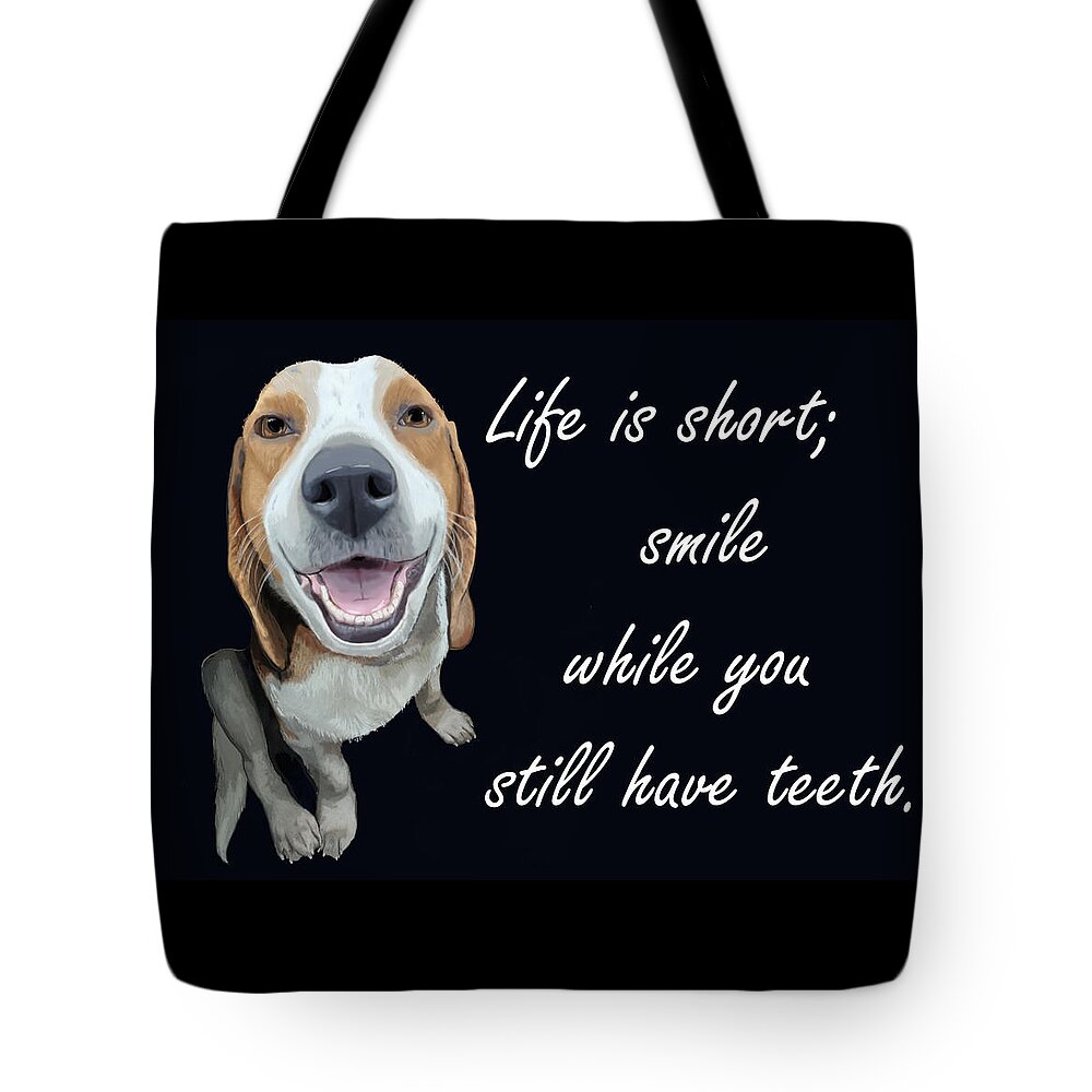 Animal Tote Bag featuring the mixed media Smile by Judy Cuddehe
