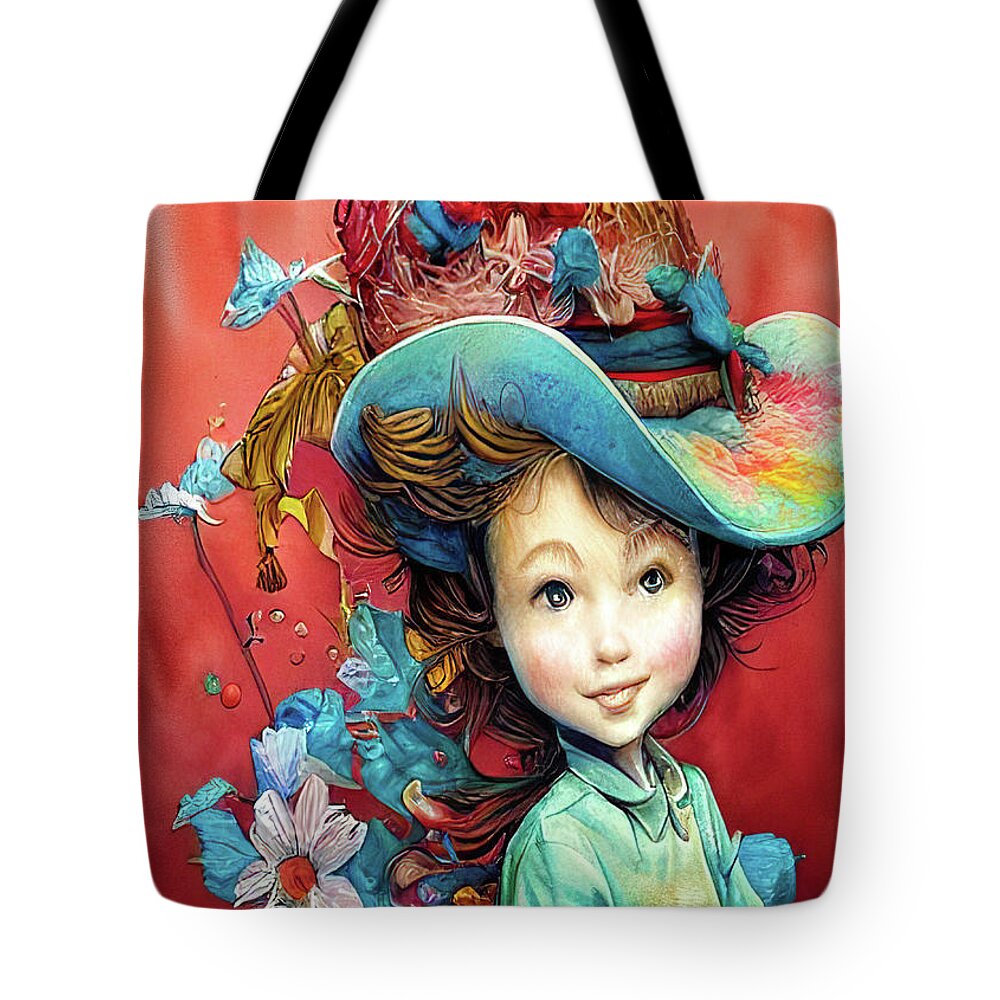 Kids Tote Bag featuring the painting Smiling Butterfly Hat by Bob Orsillo