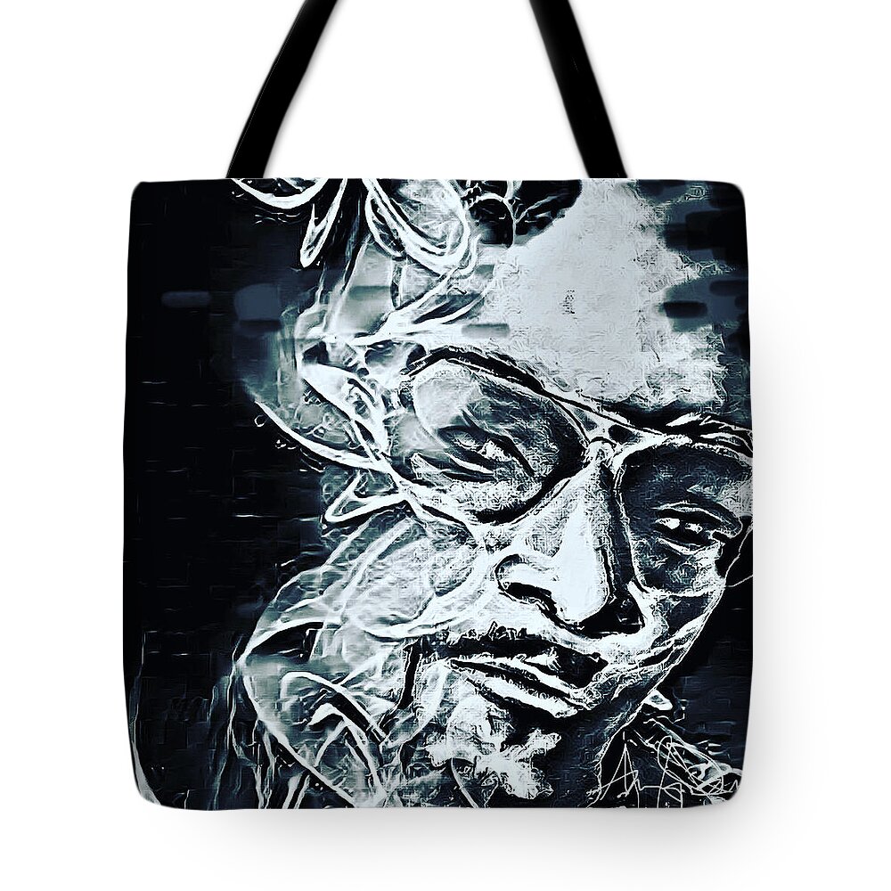  Tote Bag featuring the mixed media Smoke by Angie ONeal
