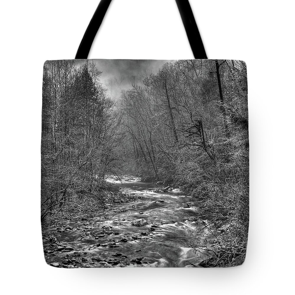 Smokies Tote Bag featuring the photograph Smoky Mountain High BW by Douglas Stucky