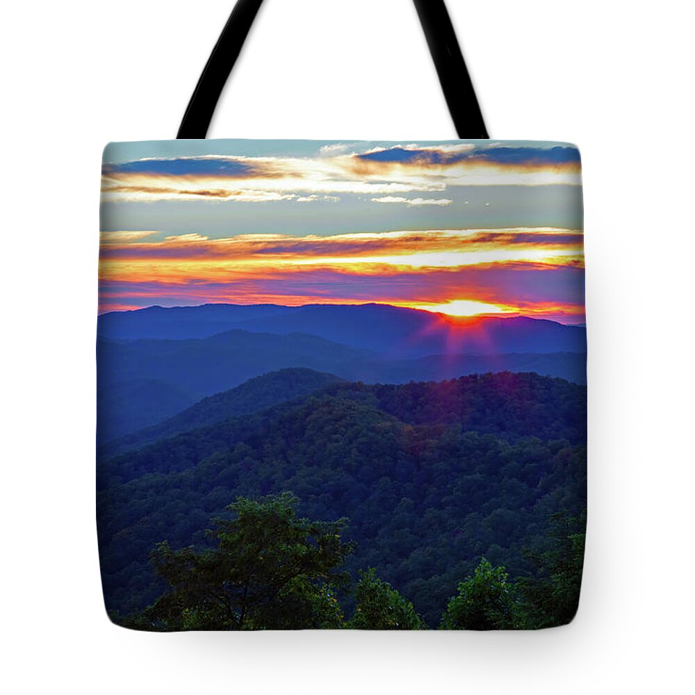 Sunset Tote Bag featuring the photograph Smoky Mountain Sunset by Gina Fitzhugh