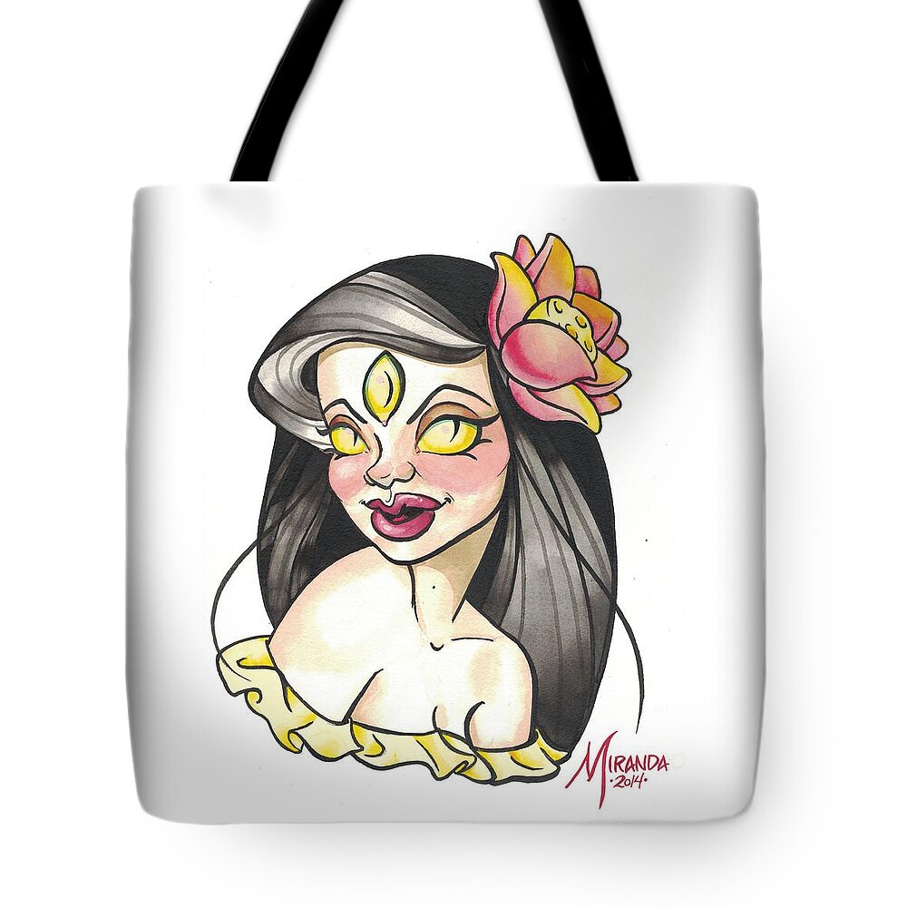 Flash Tote Bag featuring the painting Snake lady flash by Miranda Brouwer