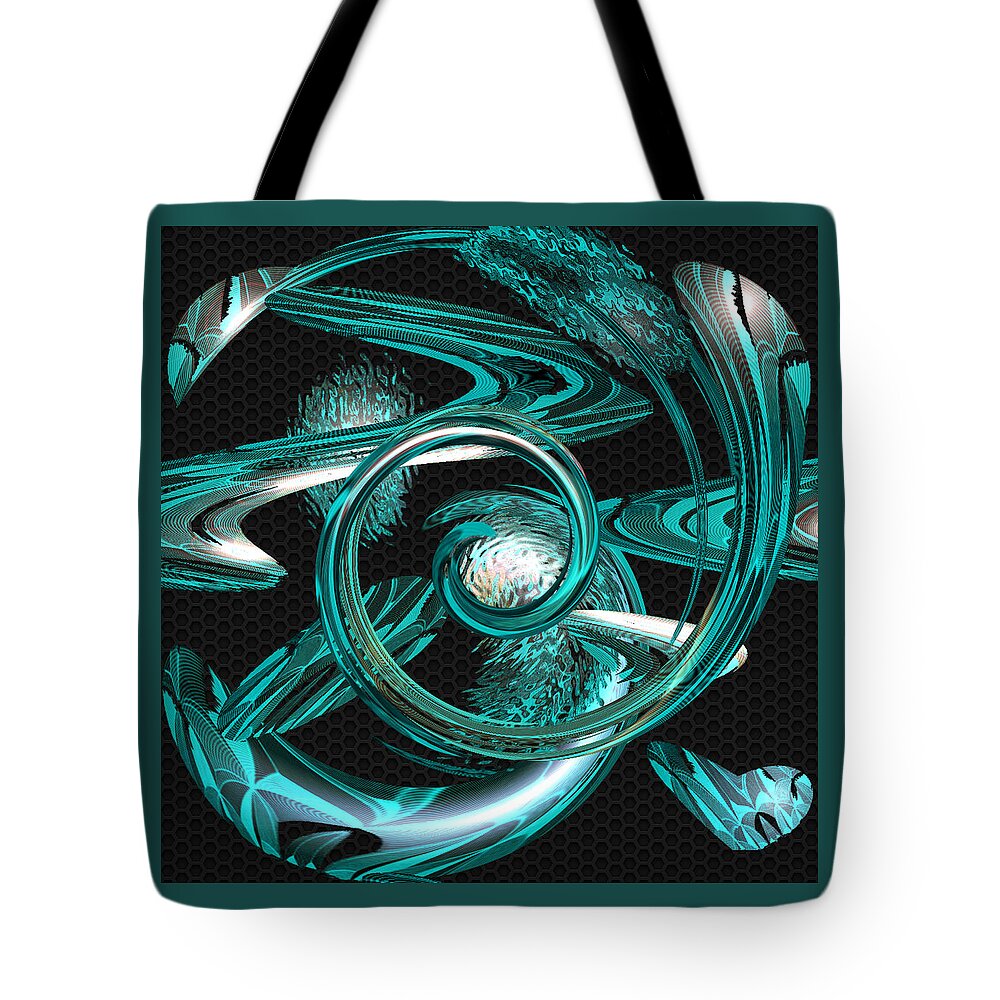 Digital Wall Art Tote Bag featuring the digital art Snakes Swirl Black by Ronald Mills