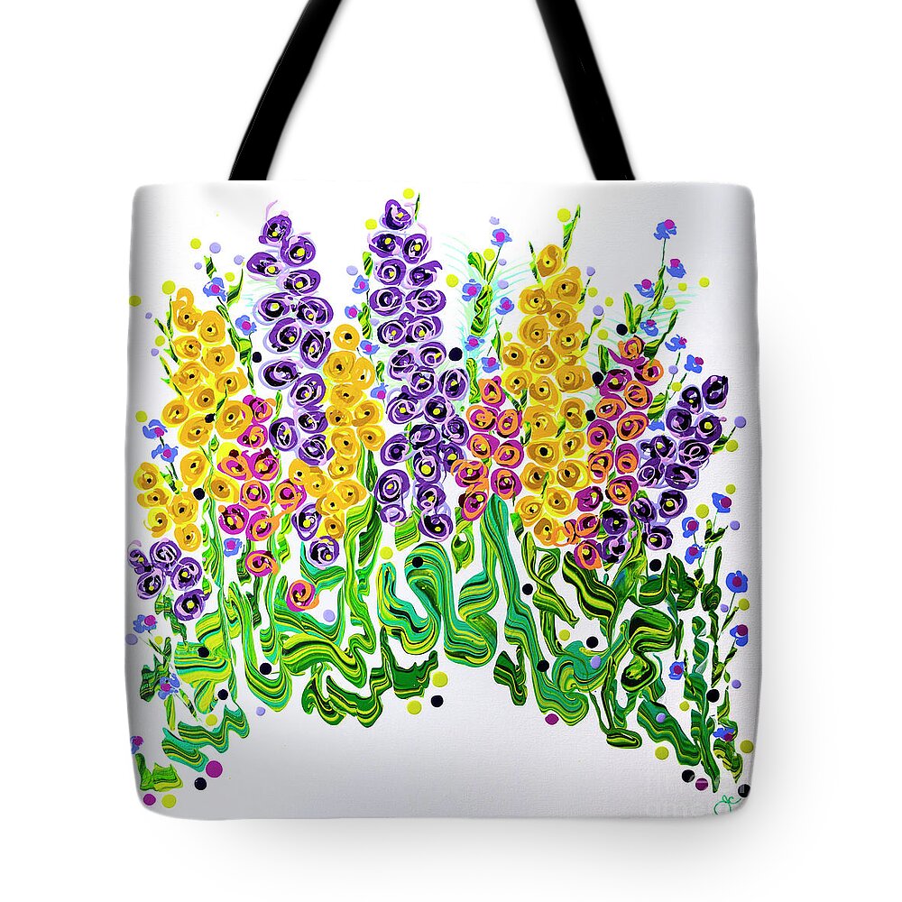 Flower Painting Tote Bag featuring the painting Snaps Gone Wild by Jane Arlyn Crabtree