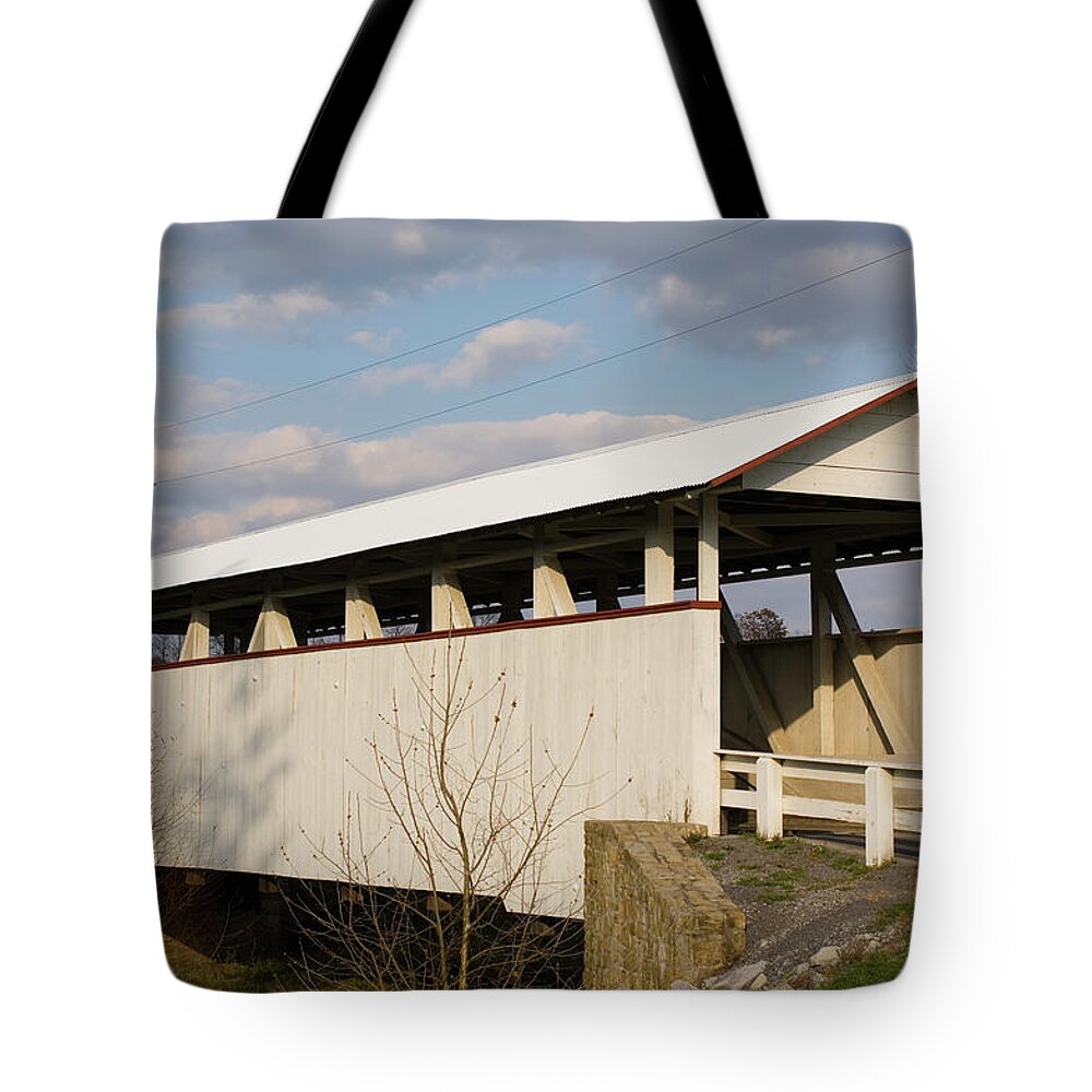 Covered Bridge Tote Bag featuring the photograph Snook's Bridge by Norman Reid