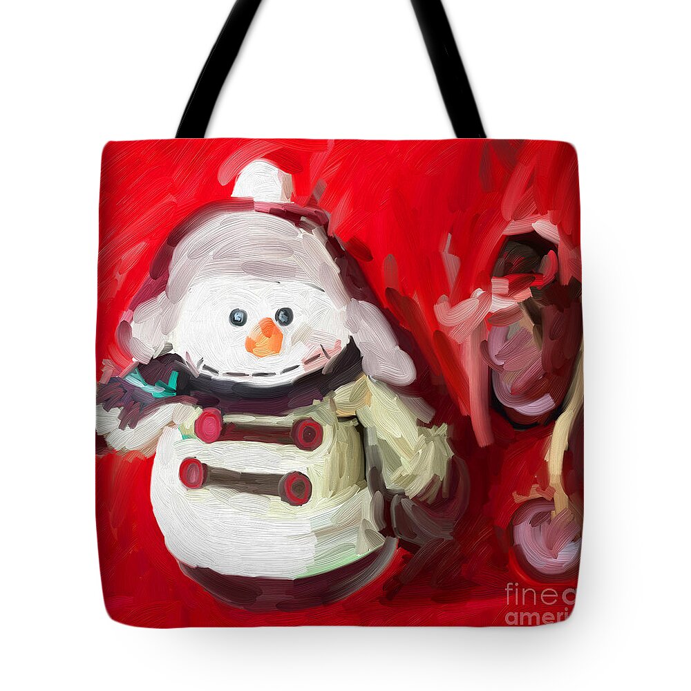Snowman Ornament Christmas Doll Tote Bag featuring the digital art Snowman Ornament Christmas Doll by Patricia Awapara