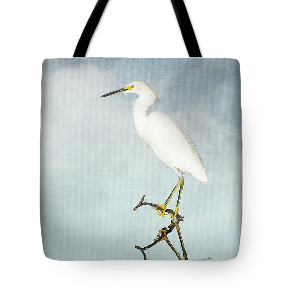 Reflection Tote Bag featuring the photograph Snowy Egret Reflection by Pam Rendall