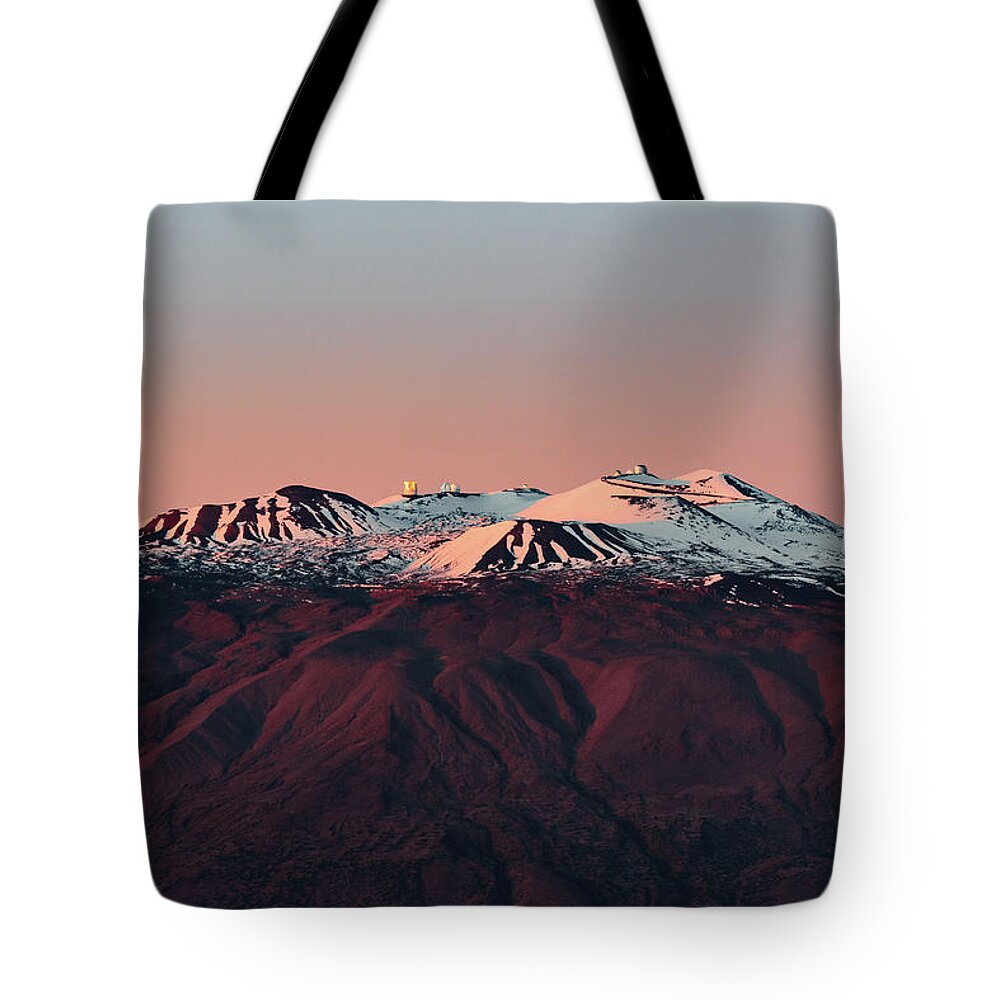 Mauna Kea Tote Bag featuring the photograph Snowy Mauna Kea Sunset by Jason Chu