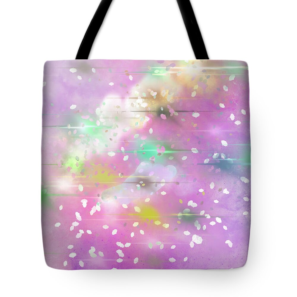 Pink Sky Tote Bag featuring the digital art Snowy Pink Sky #1 by Zotshee Zotshee