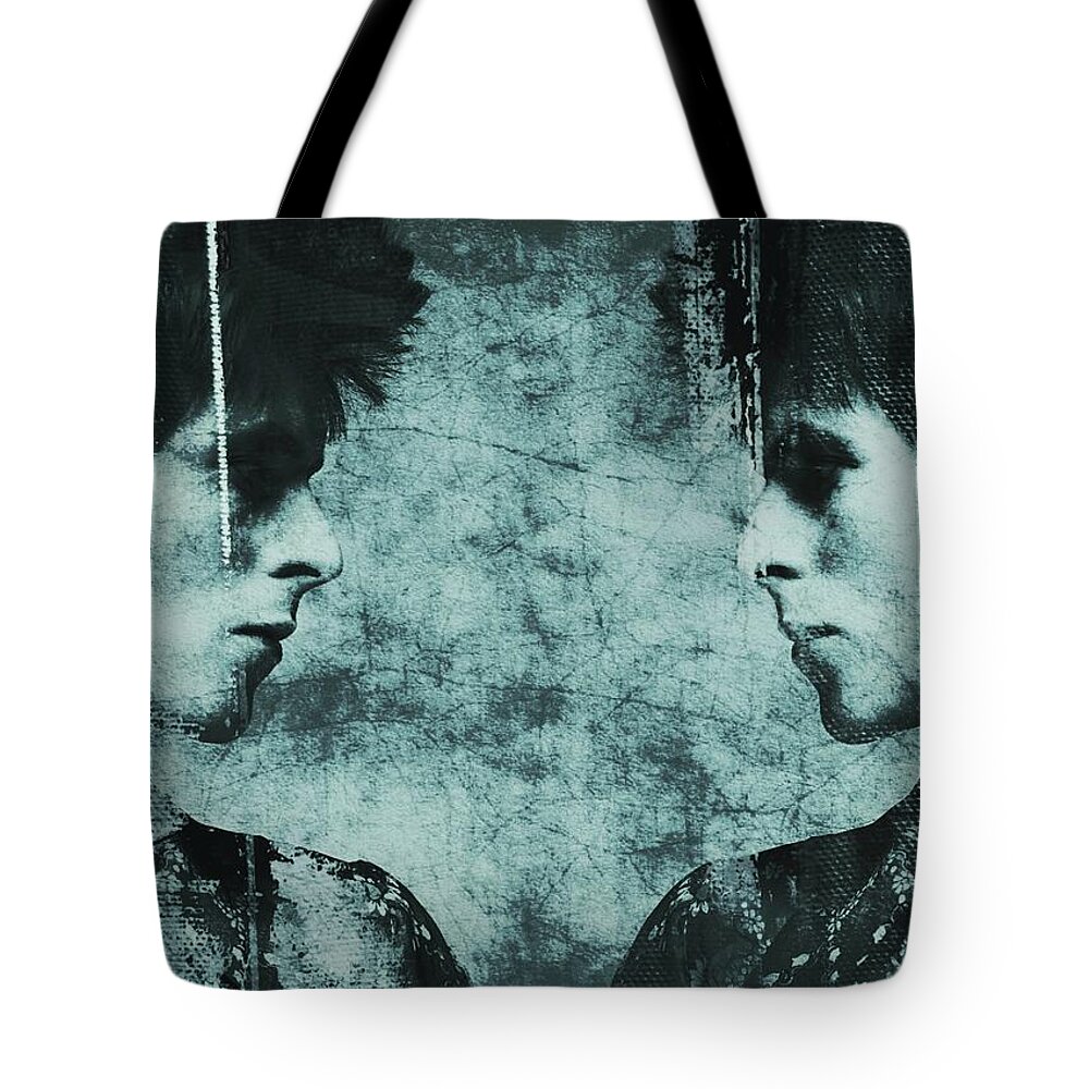 David Bowie Tote Bag featuring the mixed media So I turned myself to face me by Paul Lovering