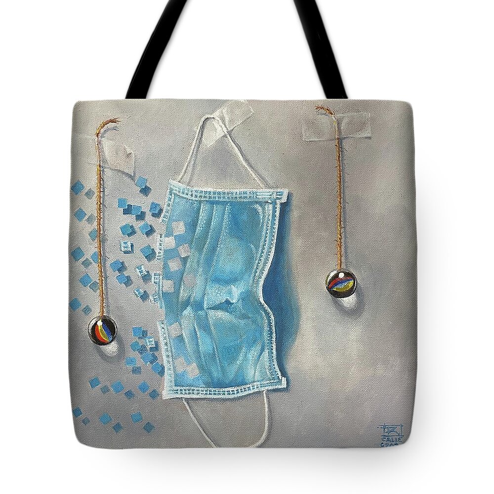 Social Distancing Tote Bag featuring the painting Social Distance by Roger Calle