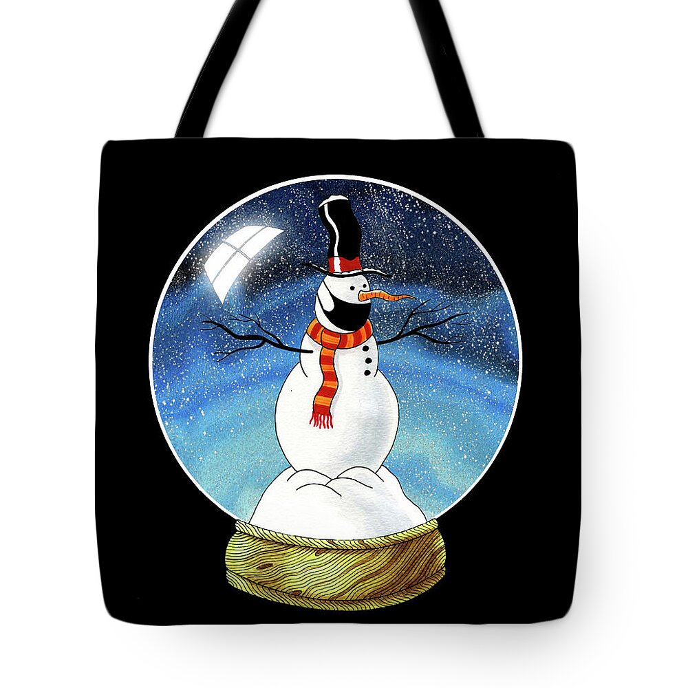 Christmas Tote Bag featuring the mixed media Social Distancing Snowman by Andrew Hitchen