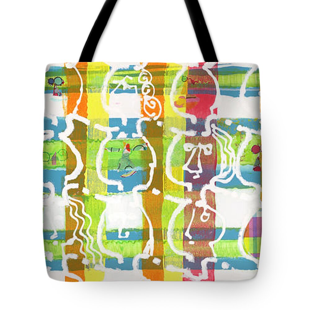 Social Networking Tote Bag featuring the painting Social Networking by Cherie Salerno