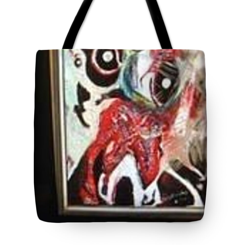 Nightmares Tote Bag featuring the painting Socrute by Cheery Stewart Josephs