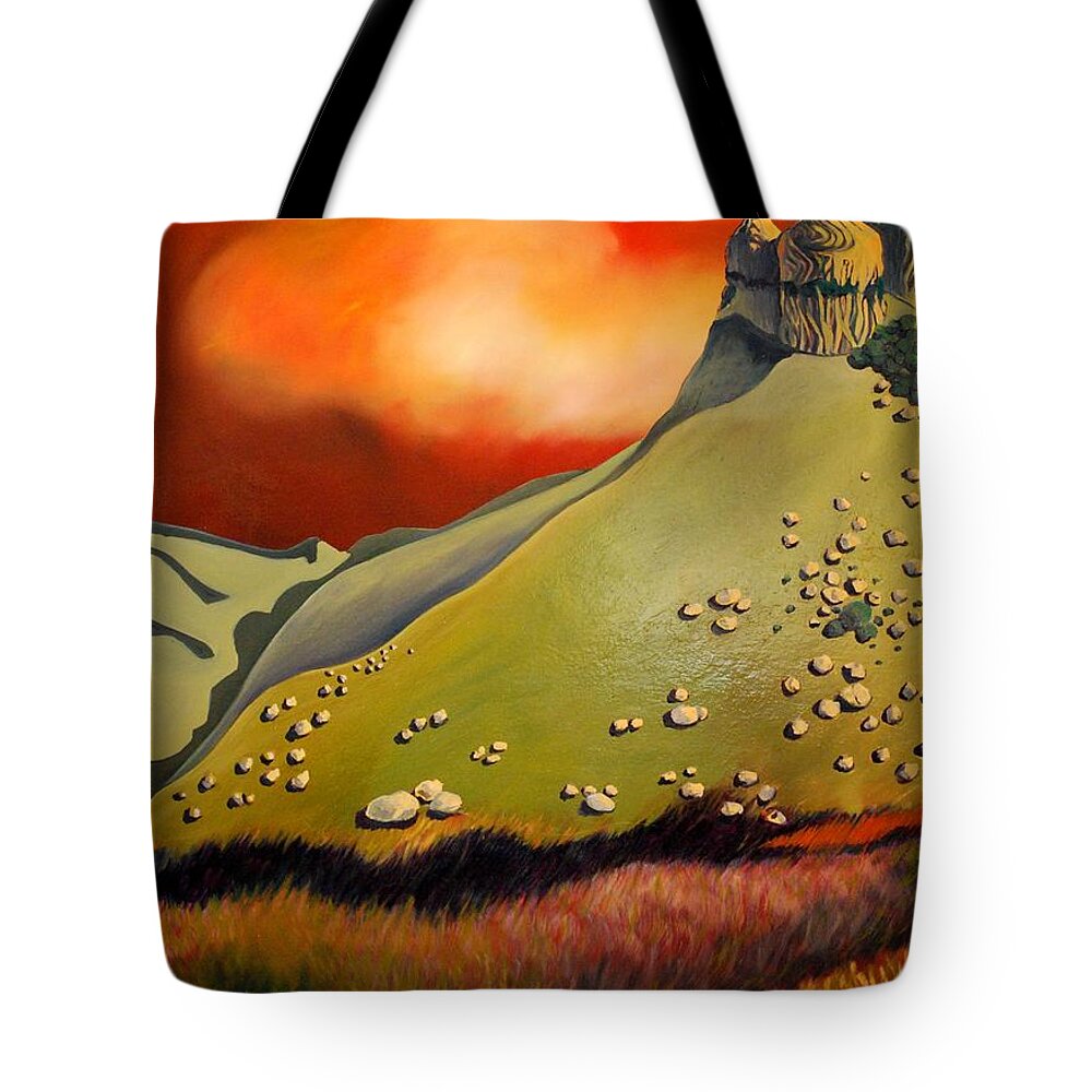 Hills Tote Bag featuring the painting Soft Hills by Franci Hepburn