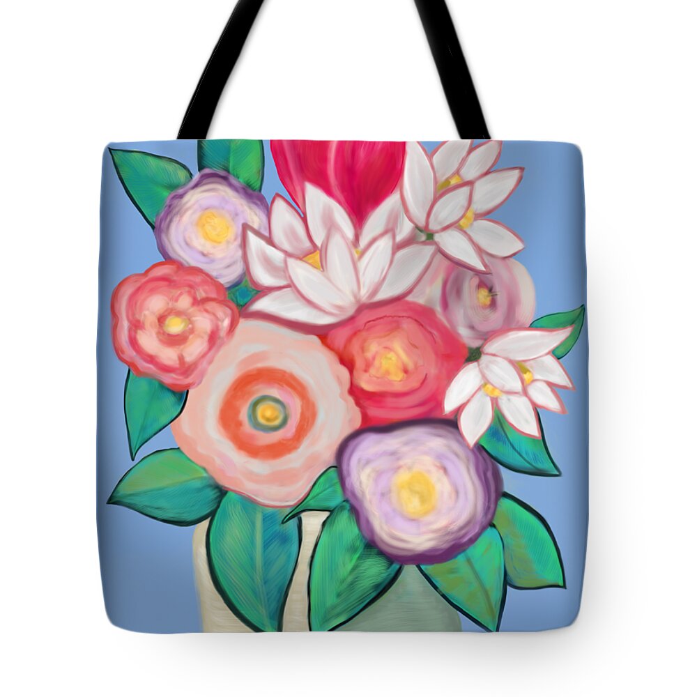 Christne Fournier Tote Bag featuring the painting Soft Petals by Christine Fournier