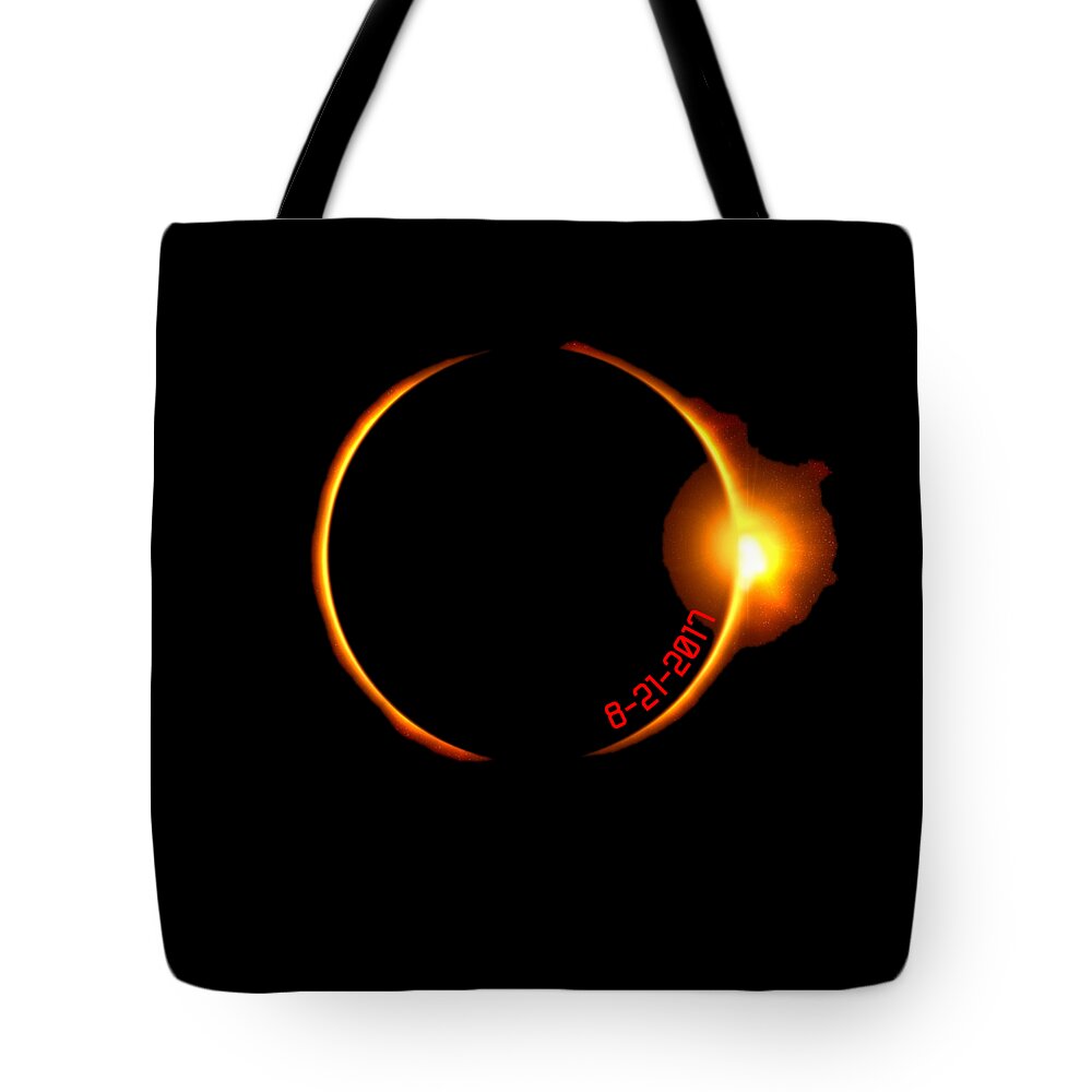 Funny Tote Bag featuring the digital art Solar Eclipse 2017 by Flippin Sweet Gear