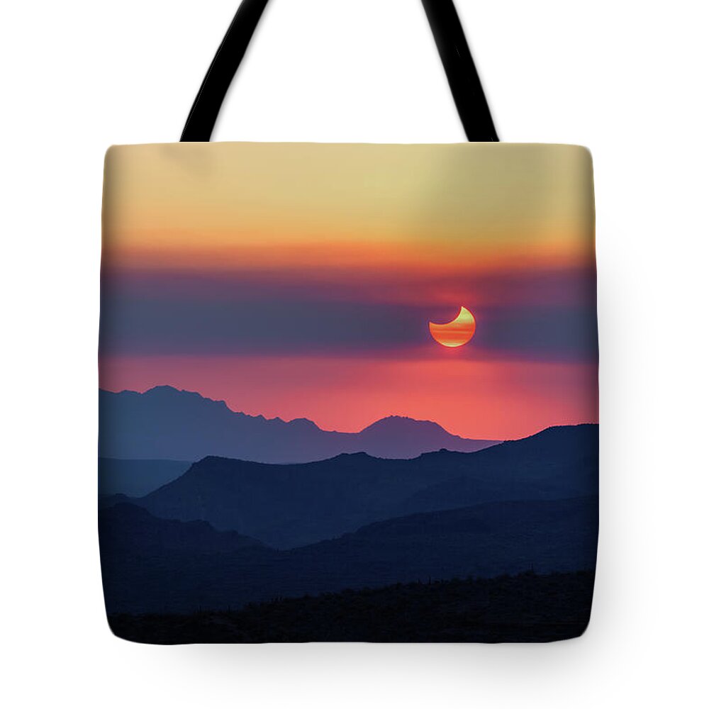 American Southwest Tote Bag featuring the photograph Desert Solar Eclipse by Rick Furmanek